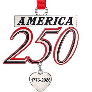 America 250 Patriotic Ornament - Red, White, Silver